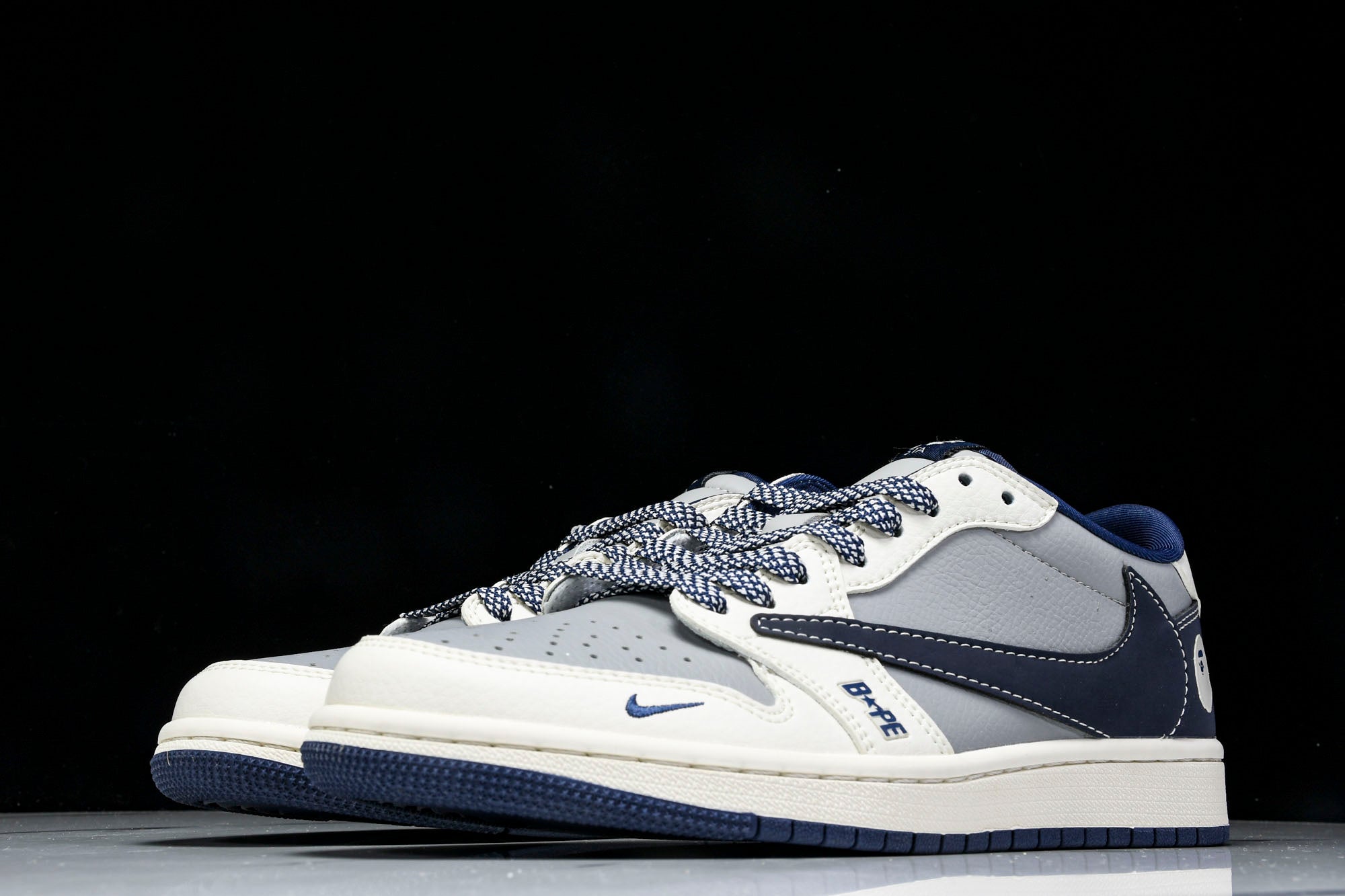 Travis Scott AJ1 Low x BAPE 'Grey Navy' (Custom)