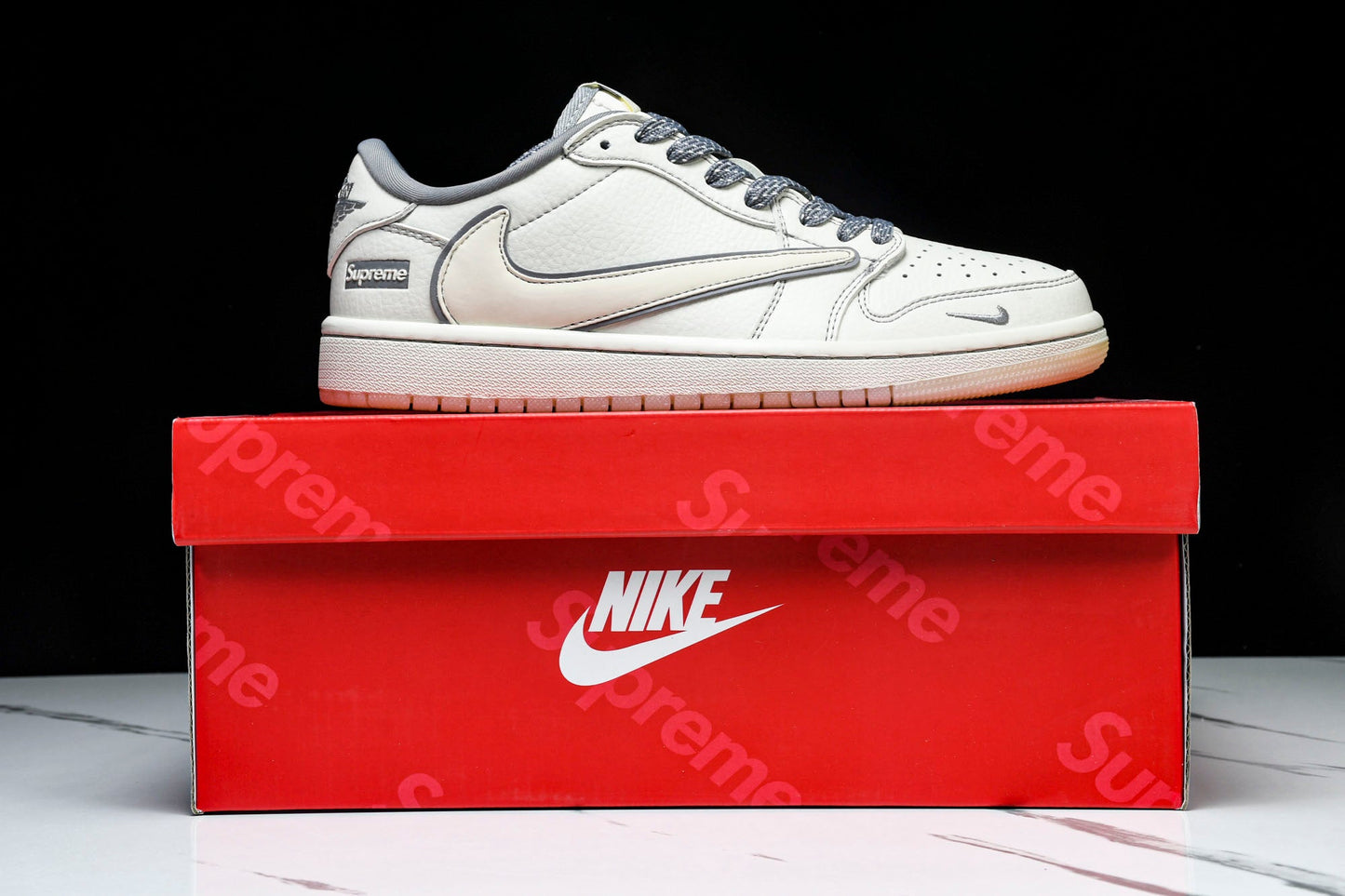 Travis Scott AJ1 Low x Supreme 'White Grey 3.0' (Custom)