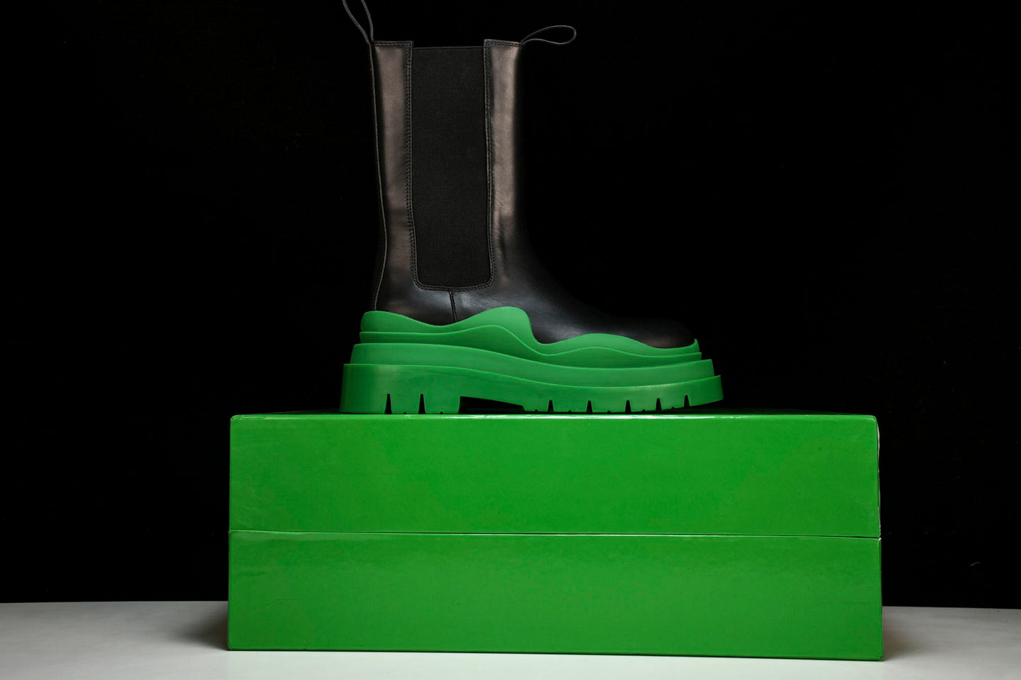 Вottega Veneta Tire Chelsea Boots 'Black Green'