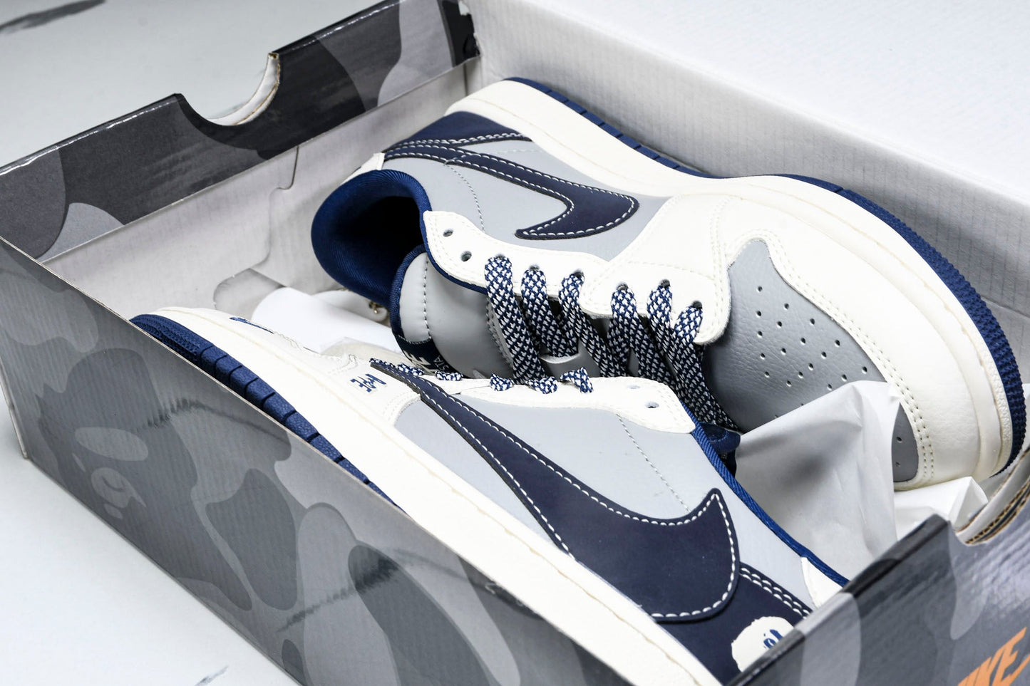 Travis Scott AJ1 Low x BAPE 'Grey Navy' (Custom)