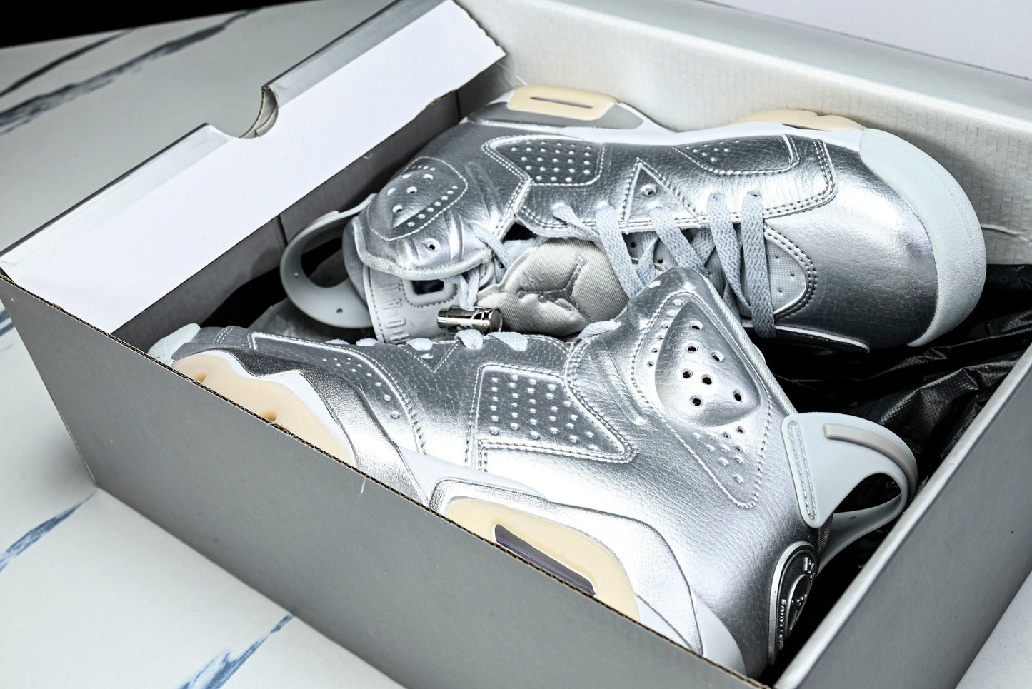 AJ6 Retro x PSG 'Metallic Silver'