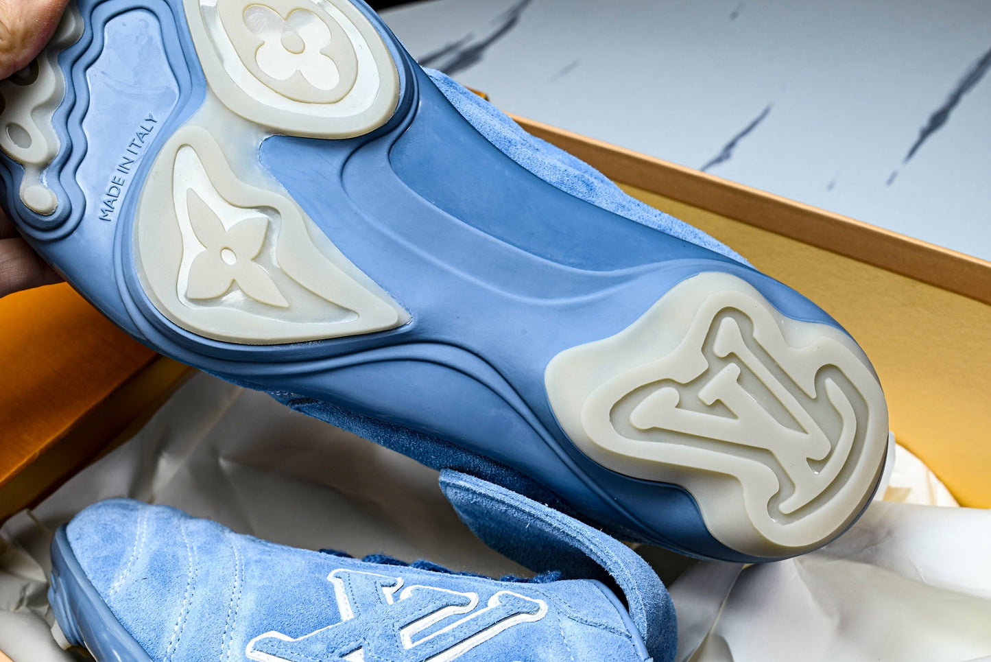 Louis Vuittоп Footprint Football Sneaker 'Blue Suede'