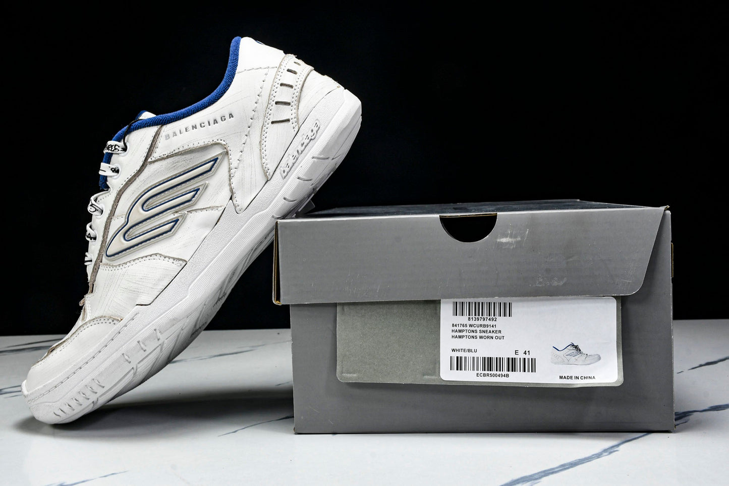 Вalenciaga Hamptons Worn-Out Sneaker 'White Blue'