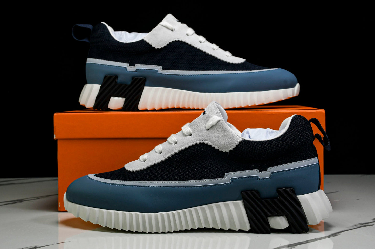 Нermès Bouncing Sneaker Panelled 'Marine Bleu Blanc'