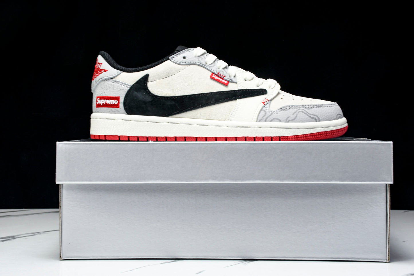 Travis Scott AJ1 Low x Year of The Snake x Supreme 'Grey Black' (Custom)