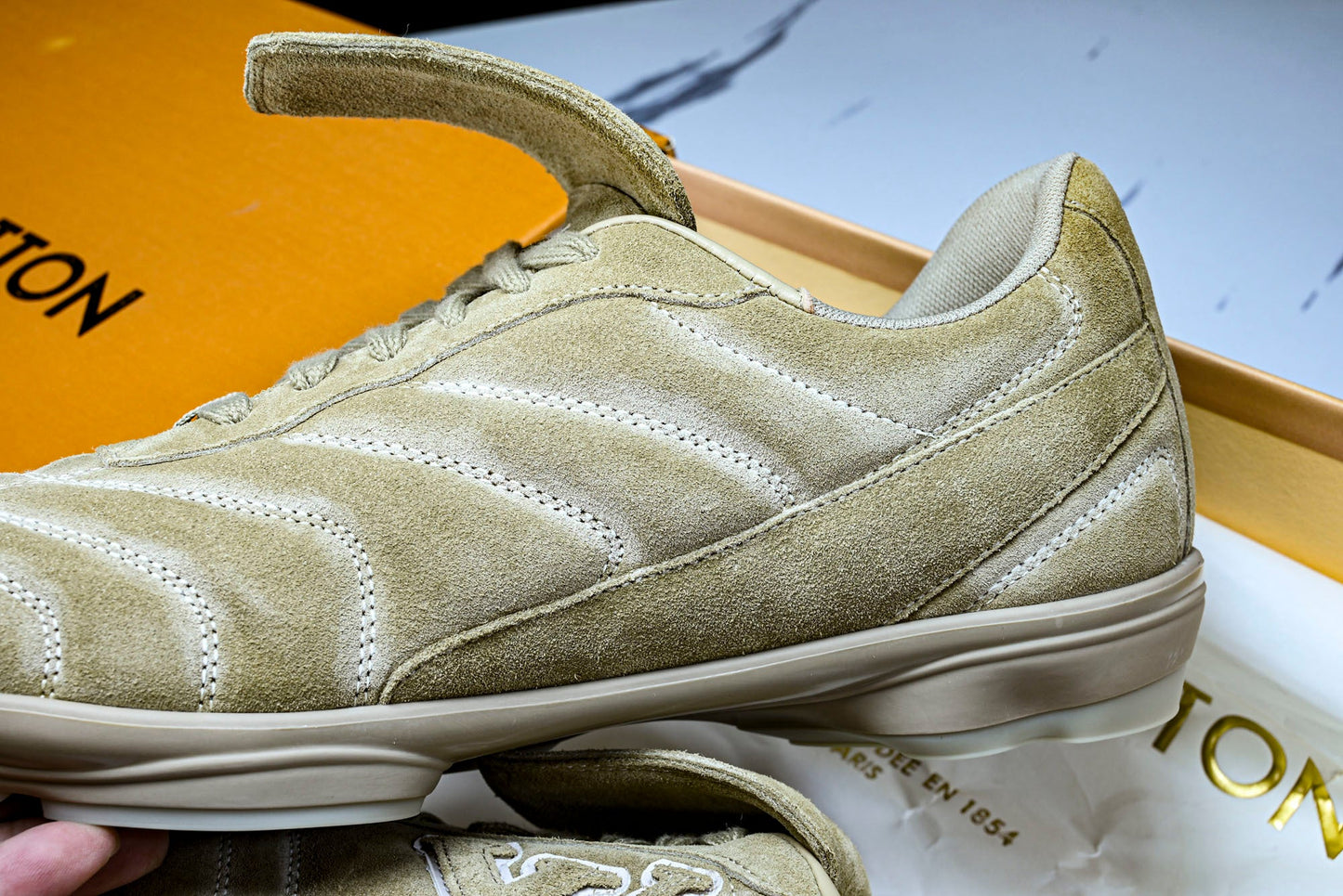 Louis Vuittоп Footprint Football Sneaker 'Beige Suede'