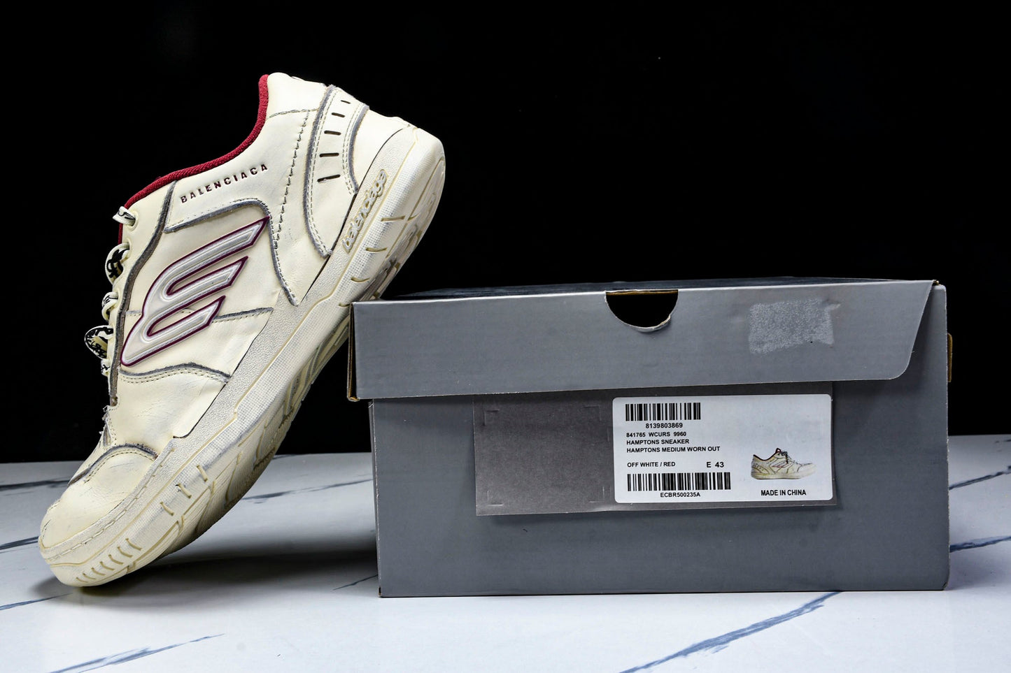 Вalenciaga Hamptons Worn-Out Sneaker 'Off-White Red'