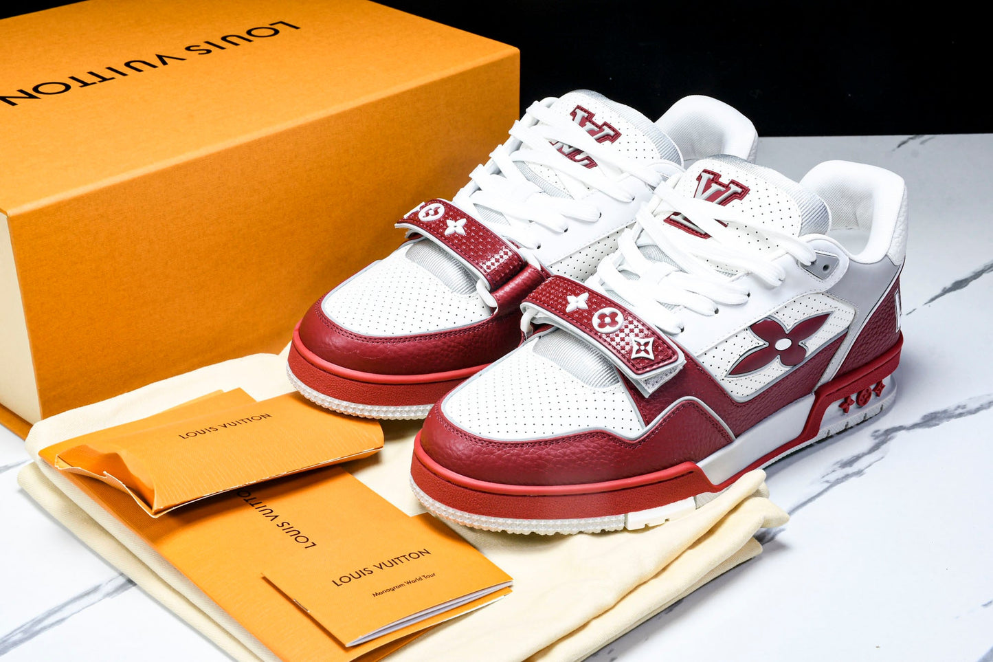 Louis Vuittоп Trainer Low Velcro Strap 'Perforated Red'