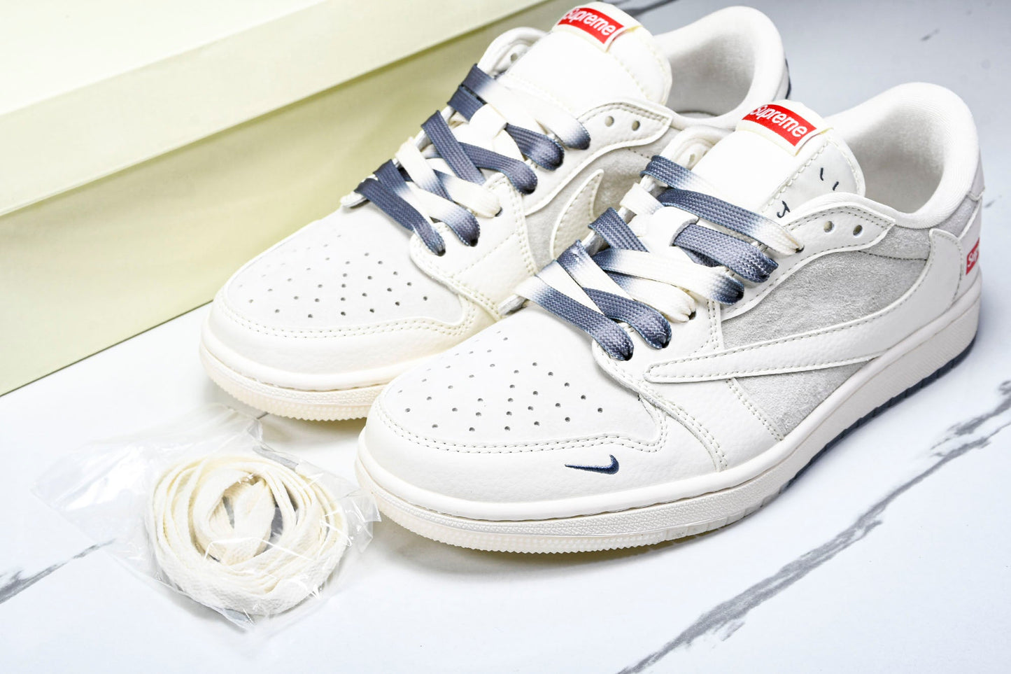 Travis Scott AJ1 Low x Supreme 'White Grey Sole' (Custom)