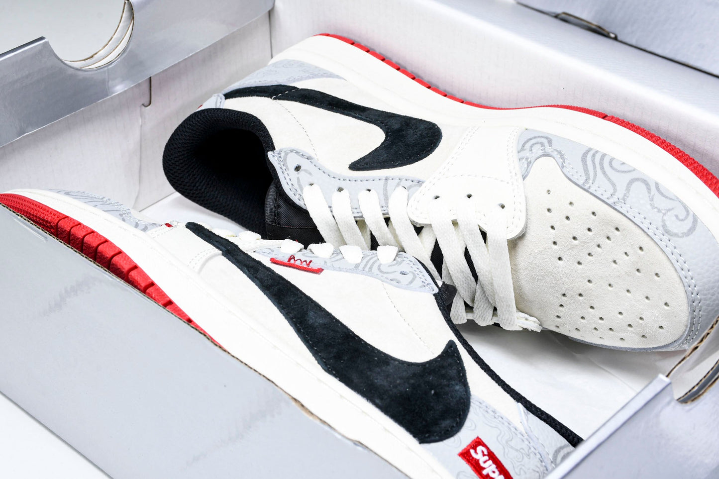 Travis Scott AJ1 Low x Year of The Snake x Supreme 'Grey Black' (Custom)
