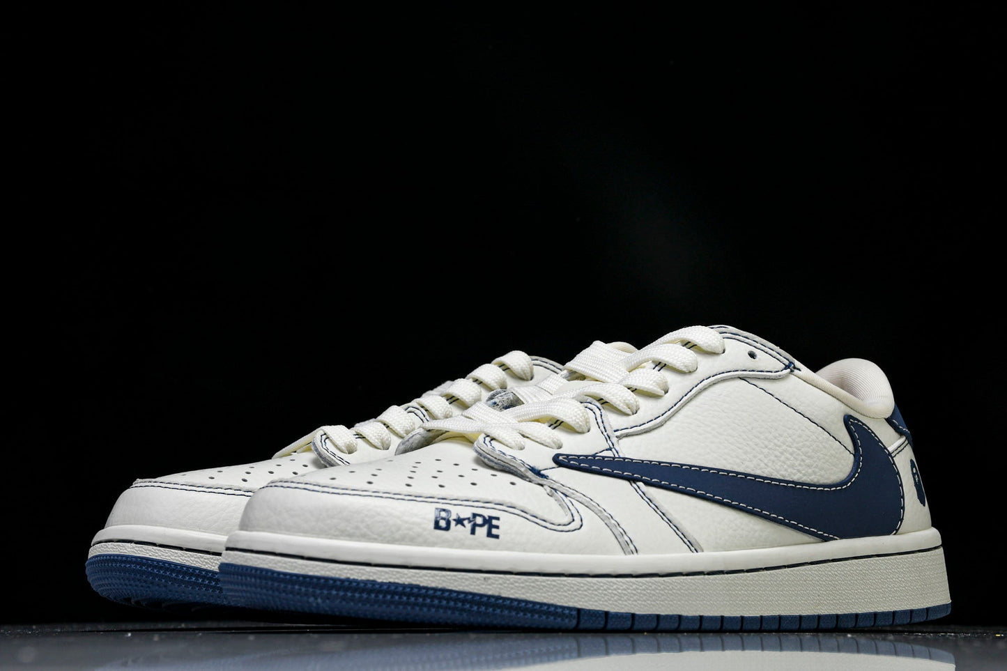 Travis Scott AJ1 Low x BAPE 'White Blue' (Custom)