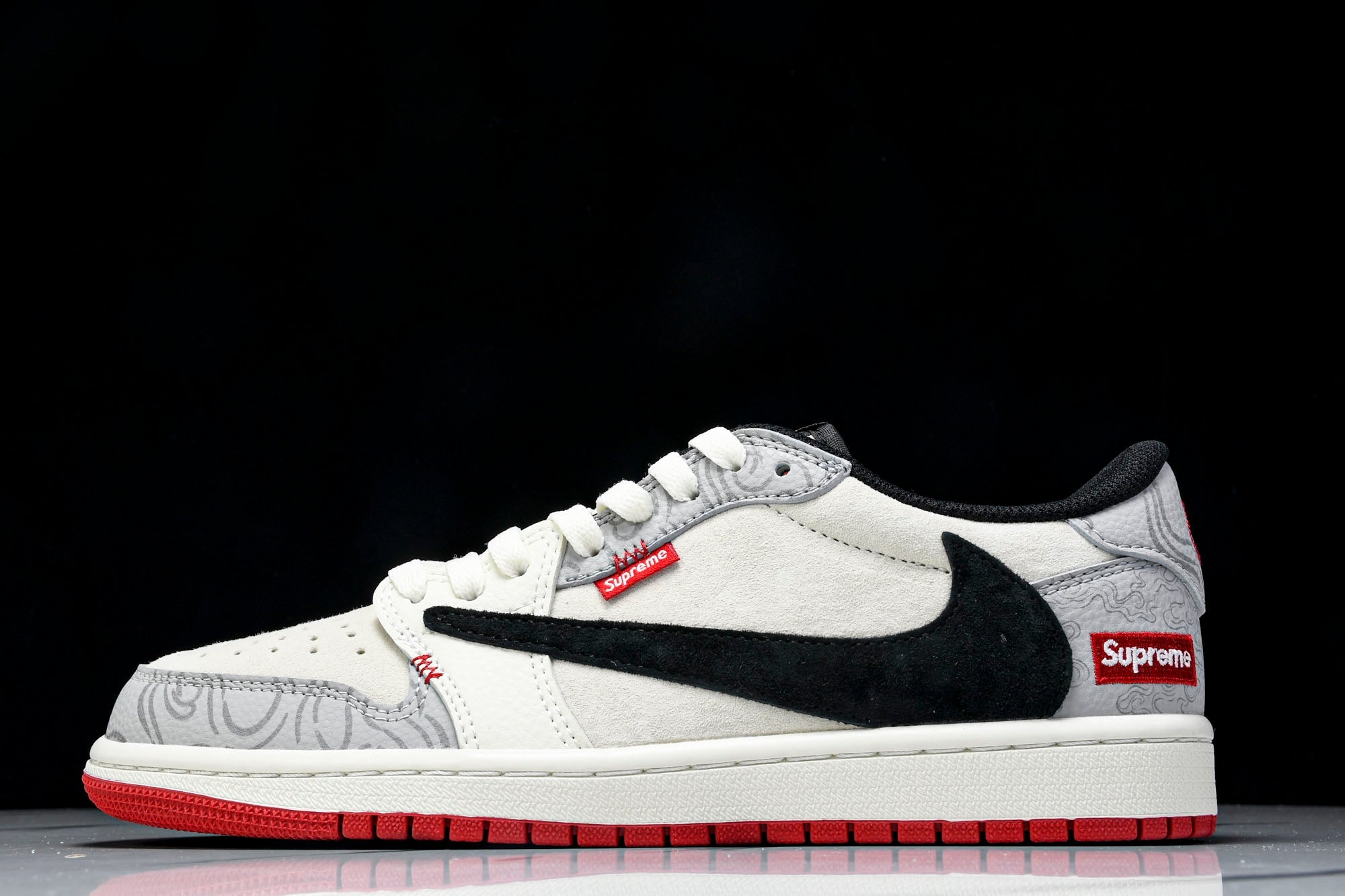 Travis Scott AJ1 Low x Year of The Snake x Supreme 'Grey Black' (Custom)