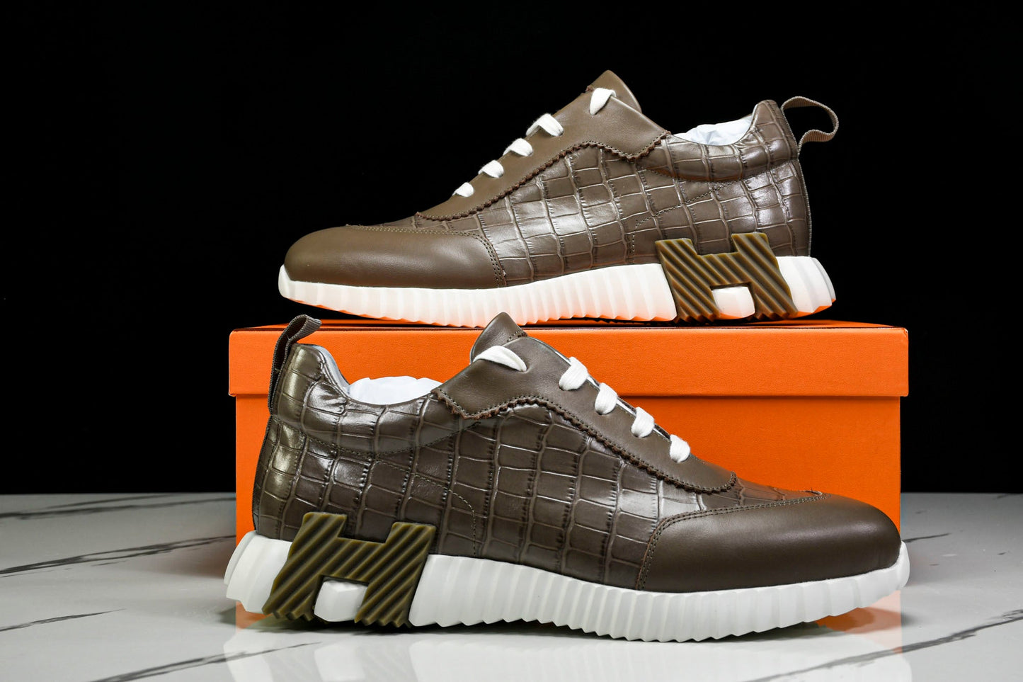 Нermès Bouncing Sneaker 'Etoupe Crocodile'