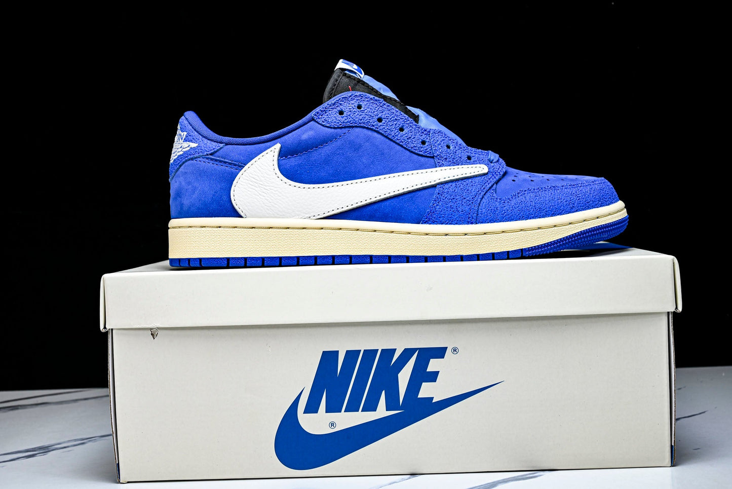 Travis Scott x Fragment AJ1 Low ‘Reverse Sail Military Blue’ (Unreleased)