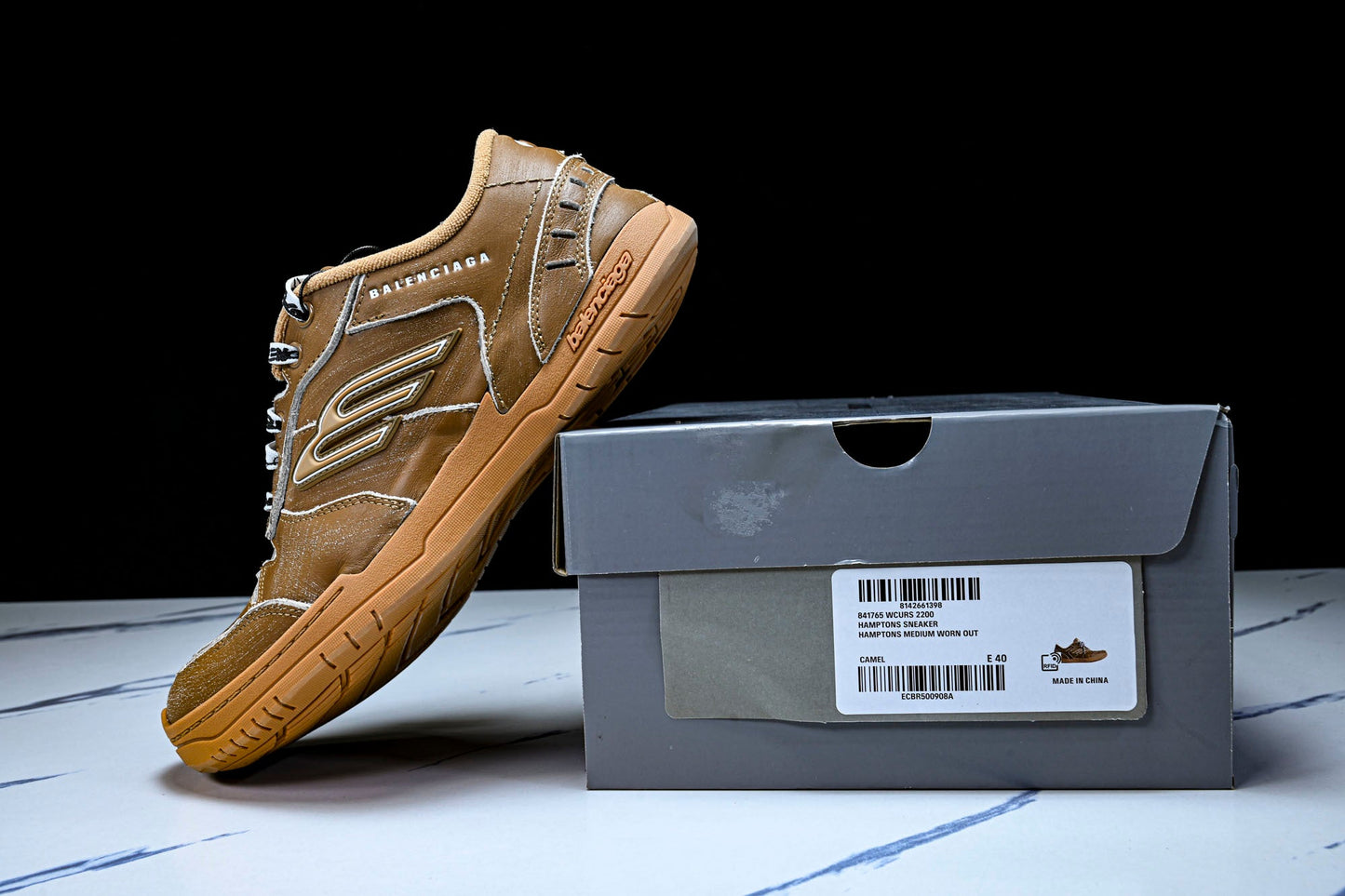 Вalenciaga Hamptons Worn-Out Sneaker 'Camel Brown'