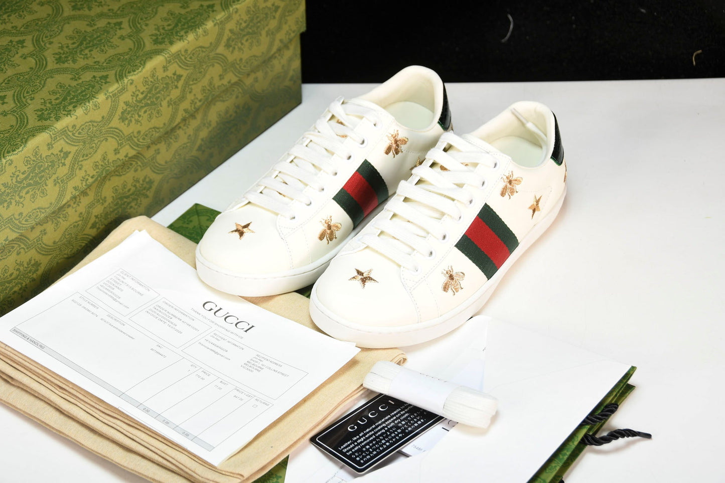 Guссi Ace 'Bees and Stars Green' - UK 7 / US 7.5 / EU 41