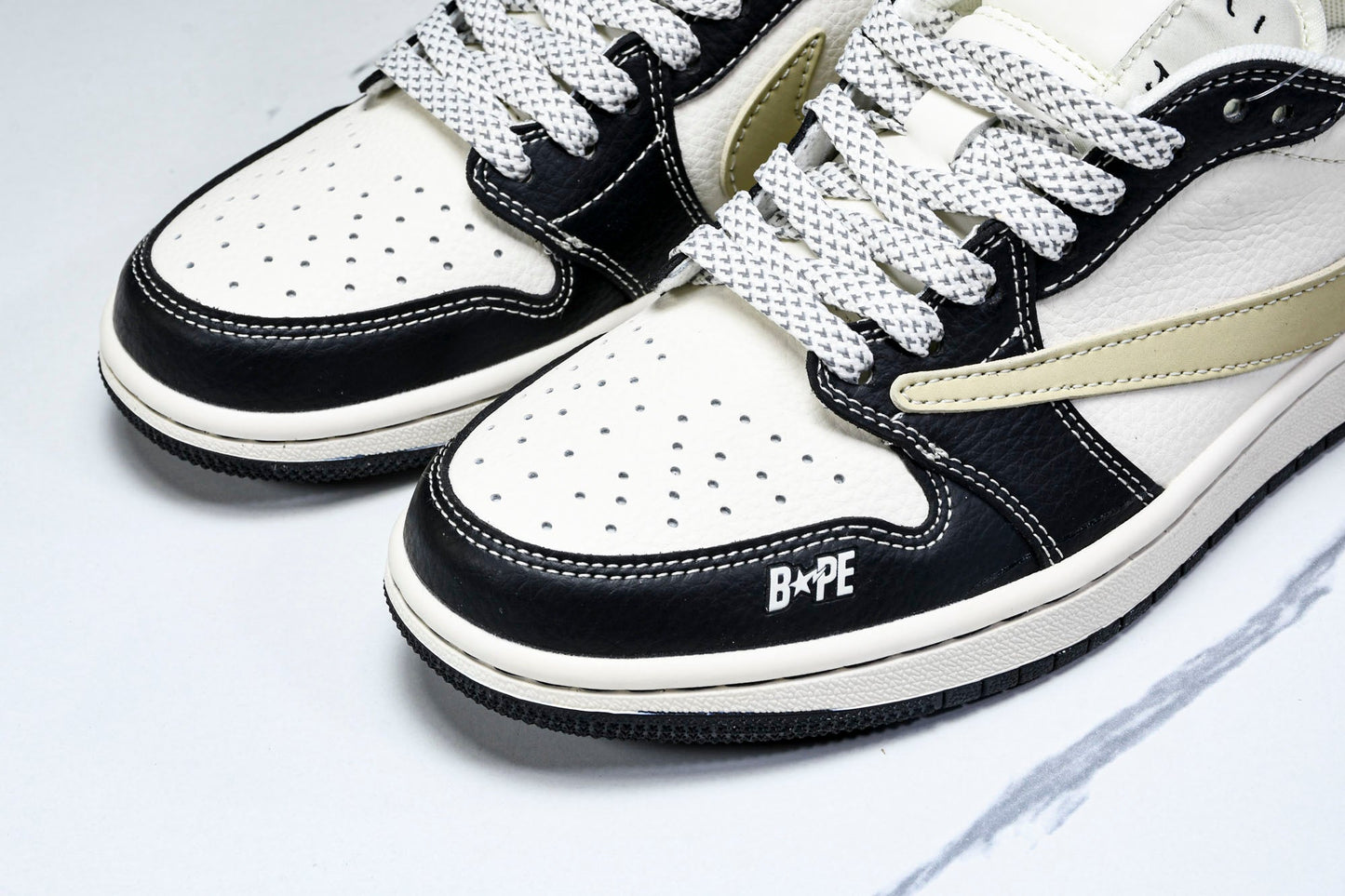 Travis Scott AJ1 Low x BAPE 'Beige Black White' (Custom)