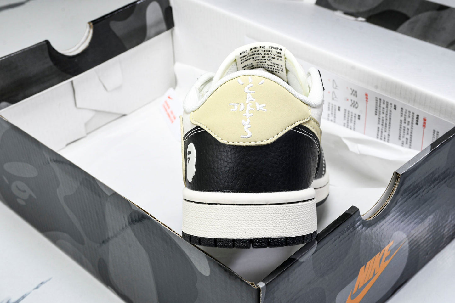 Travis Scott AJ1 Low x BAPE 'Beige Black White' (Custom)