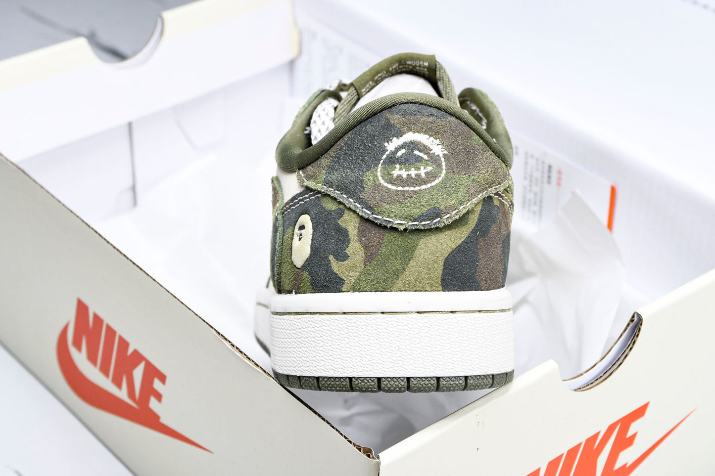 Travis Scott AJ1 Low x BAPE 'Camo' (Custom) - UK 7.5 / US 8.5 / EU 42