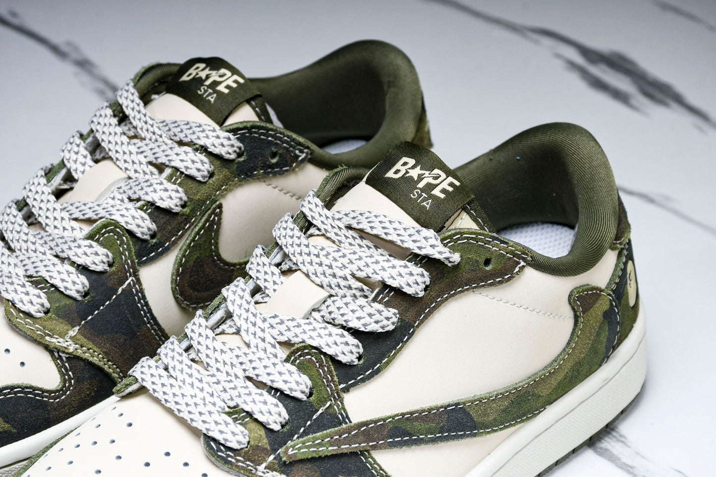 Travis Scott AJ1 Low x BAPE 'Camo' (Custom) - UK 7.5 / US 8.5 / EU 42