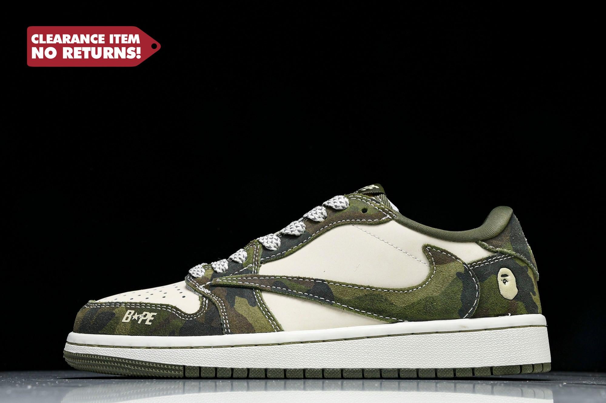 Travis Scott AJ1 Low x BAPE 'Camo' (Custom) - UK 7.5 / US 8.5 / EU 42
