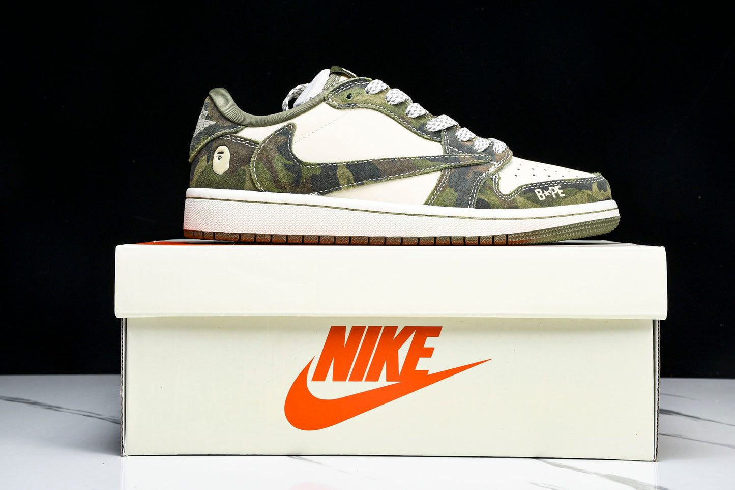 Travis Scott AJ1 Low x BAPE 'Camo' (Custom) - UK 7.5 / US 8.5 / EU 42