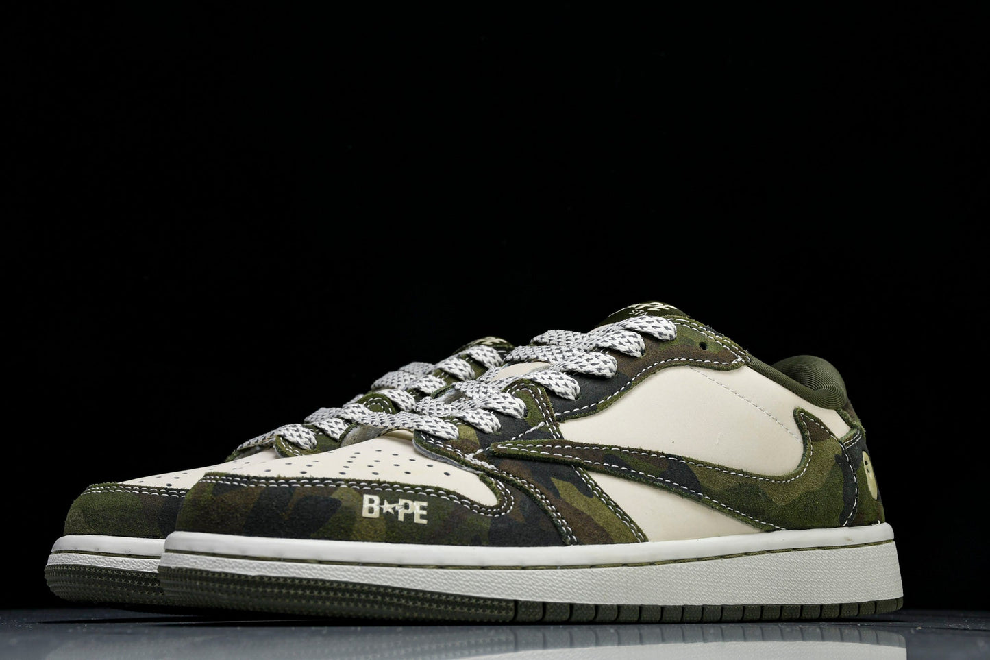 Travis Scott AJ1 Low x BAPE 'Camo' (Custom) - UK 7.5 / US 8.5 / EU 42