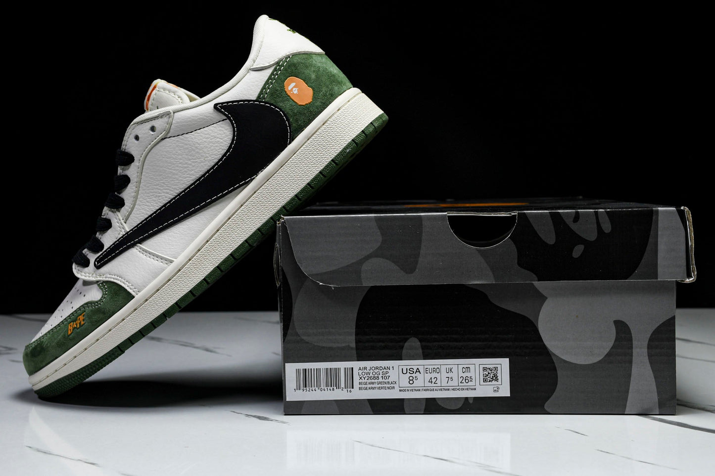 Travis Scott AJ1 Low x BAPE 'Green Black' (Custom)