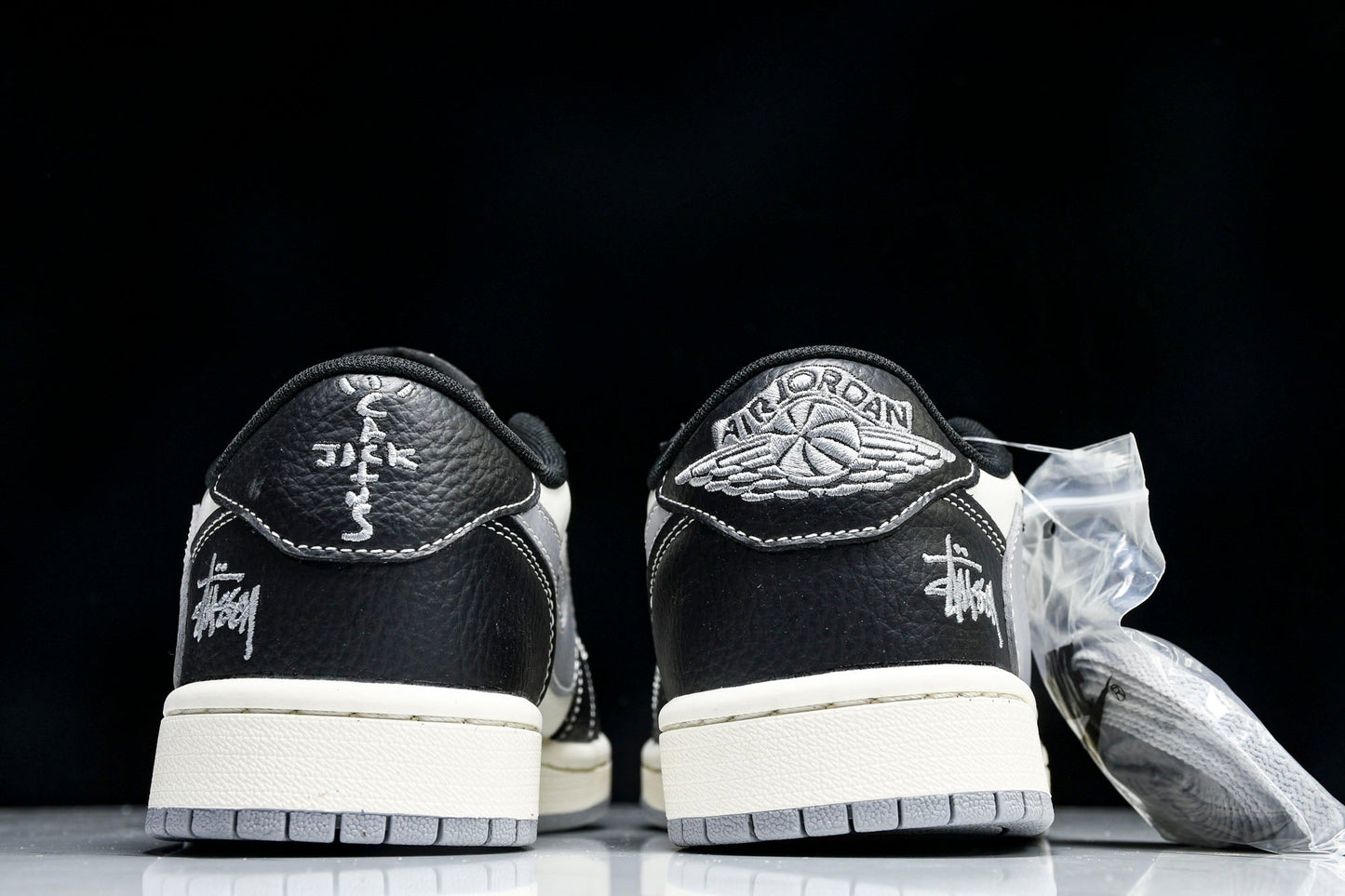Travis Scott AJ1 Low x Stussy 'Black White Grey' (Custom)