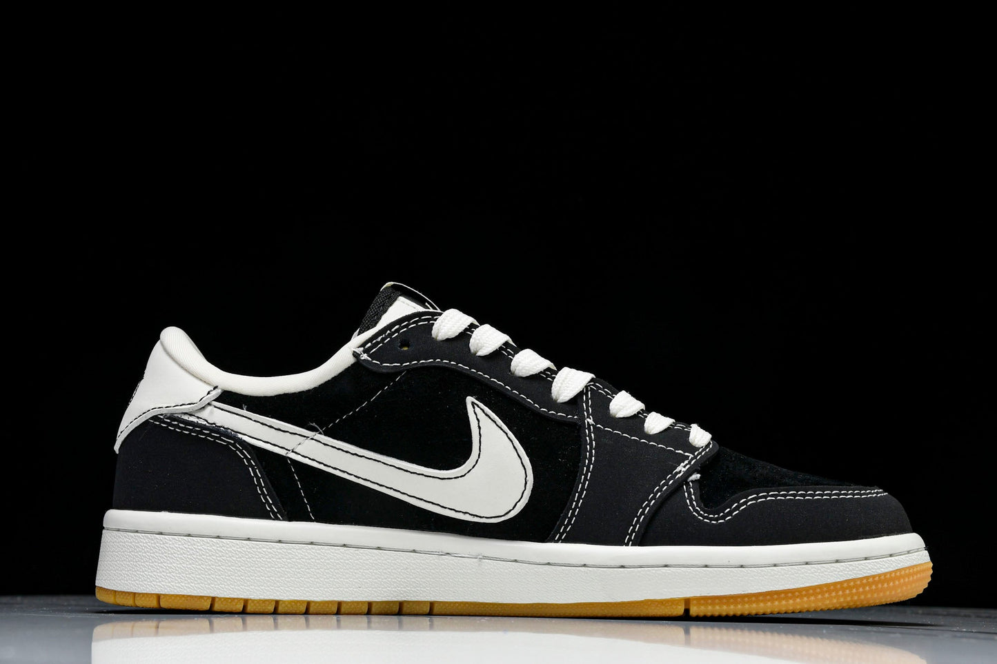 Travis Scott AJ1 Low x Stussy 'Black White Gum' (Custom) - UK 7.5 / US 8.5 / EU 42