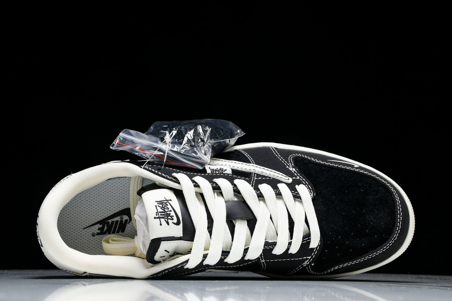 Travis Scott AJ1 Low x Stussy 'Black White Gum' (Custom) - UK 7.5 / US 8.5 / EU 42