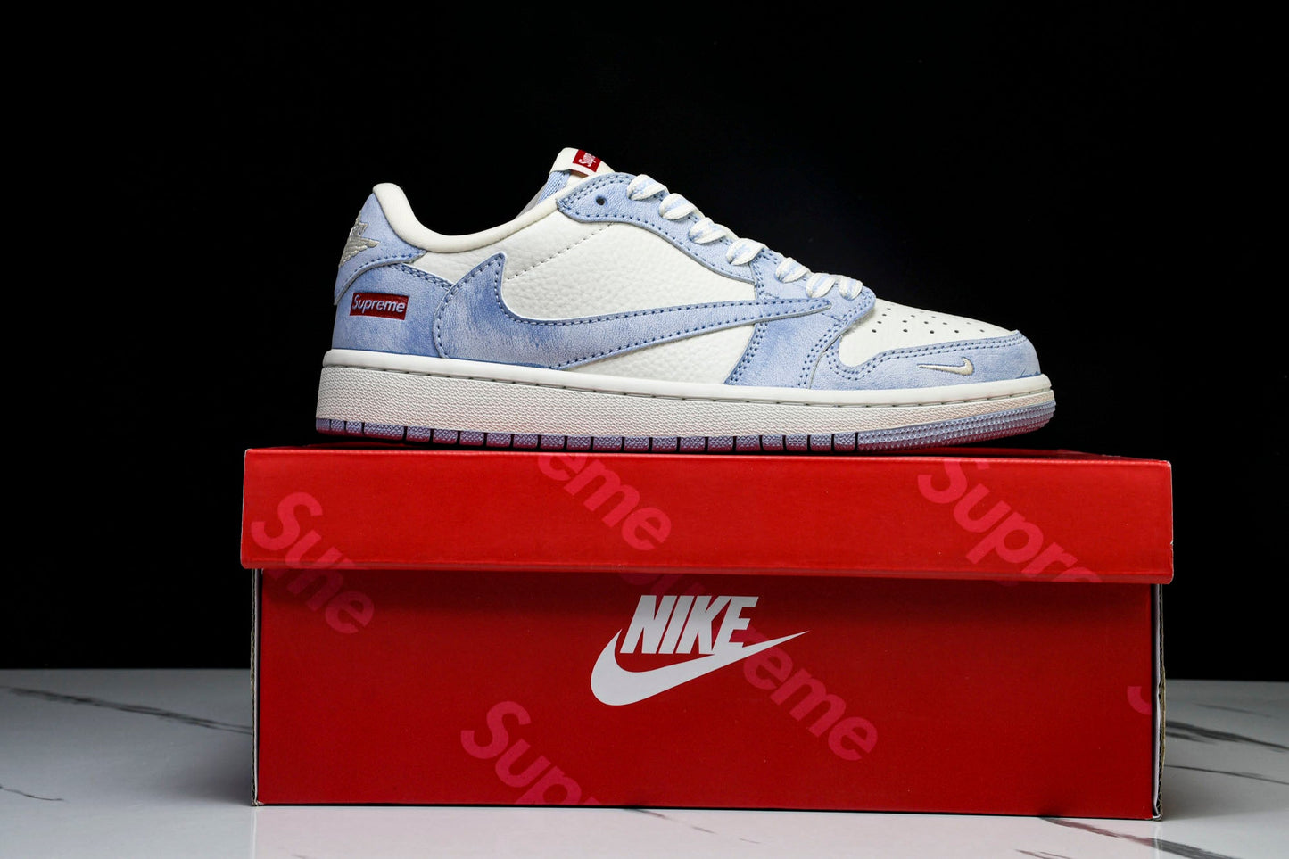 Travis Scott AJ1 Low x Supreme 'Baby Blue' (Custom)