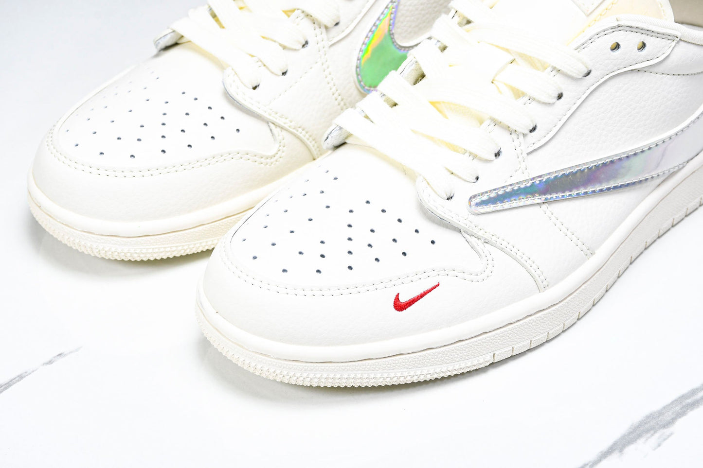 Travis Scott AJ1 Low x Supreme 'Silver White' (Custom)