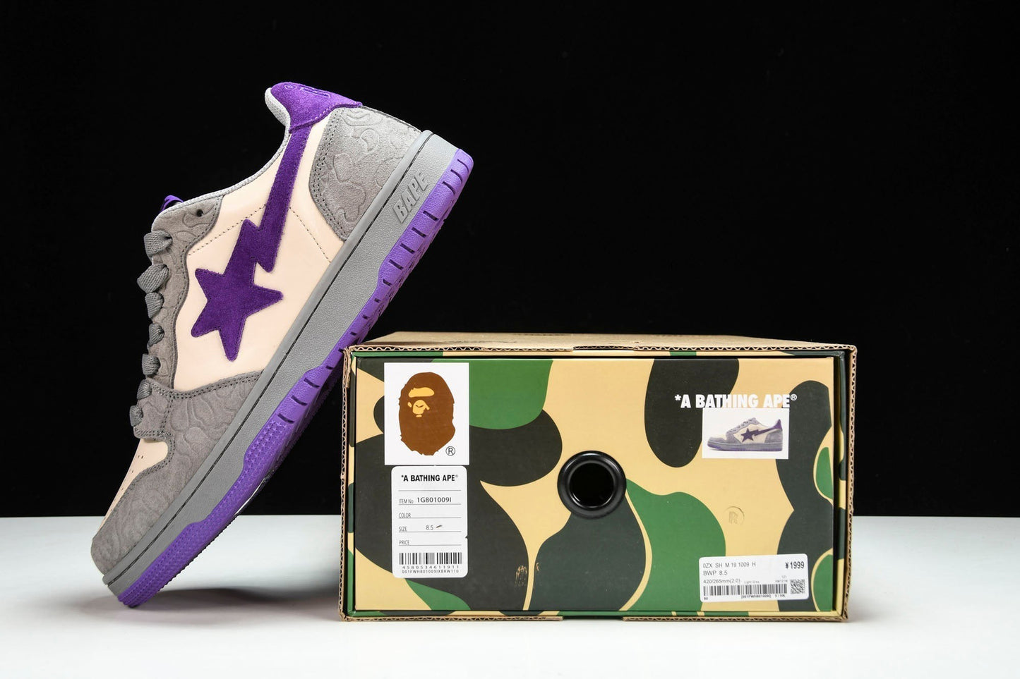 A Bathing Ape Bape Court Sta ‘Mist Grey Royal Purple’