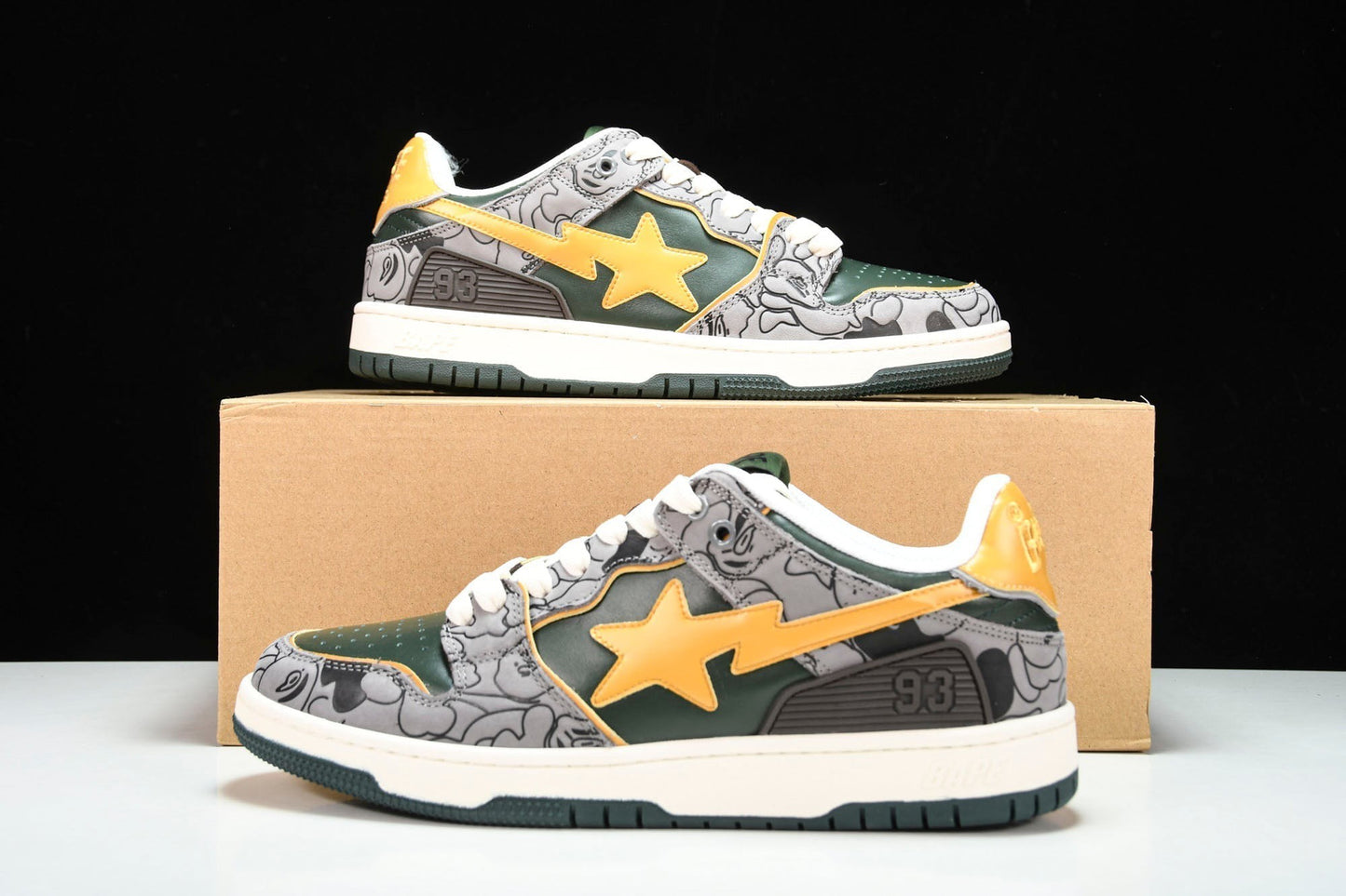 A Bathing Ape Bape SK8 Sta 'Grey Mustard Yellow'