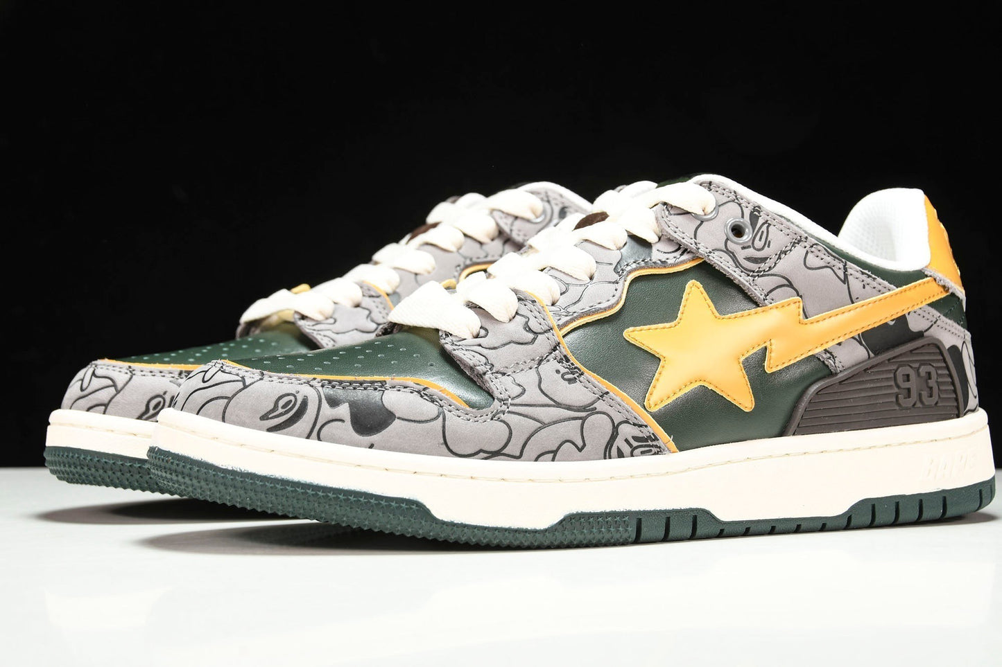 A Bathing Ape Bape SK8 Sta 'Grey Mustard Yellow'