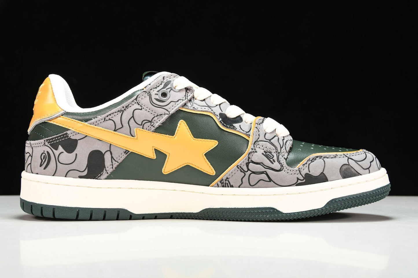 A Bathing Ape Bape SK8 Sta 'Grey Mustard Yellow'