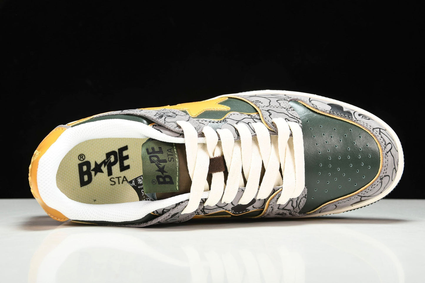A Bathing Ape Bape SK8 Sta 'Grey Mustard Yellow'