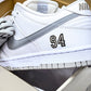 SB Dnk Low x Supreme 94 White Metallic Silver