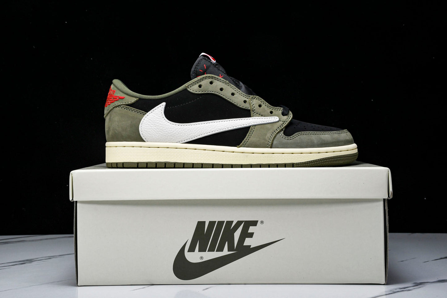 Travis Scott AJ1 Retro Low OG 'Black Olive' - UK W 5.5 (M 6) / US W 8 (M 6.5) / EU 39