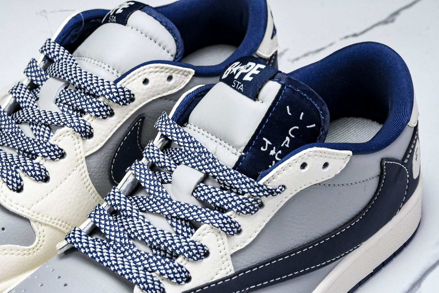 Travis Scott AJ1 Low x BAPE 'Grey Navy' (Custom)