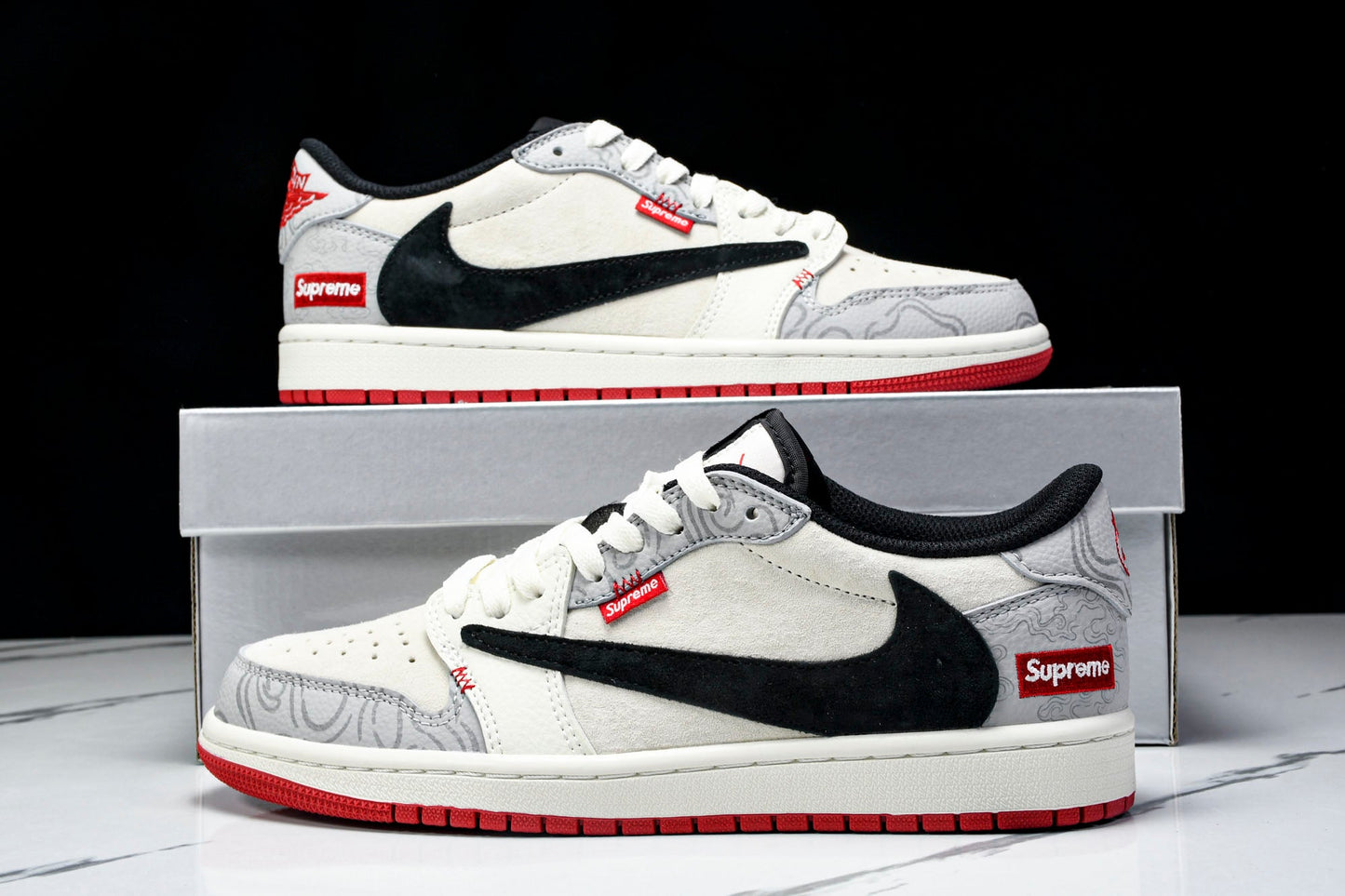Travis Scott AJ1 Low x Year of The Snake x Supreme 'Grey Black' (Custom)