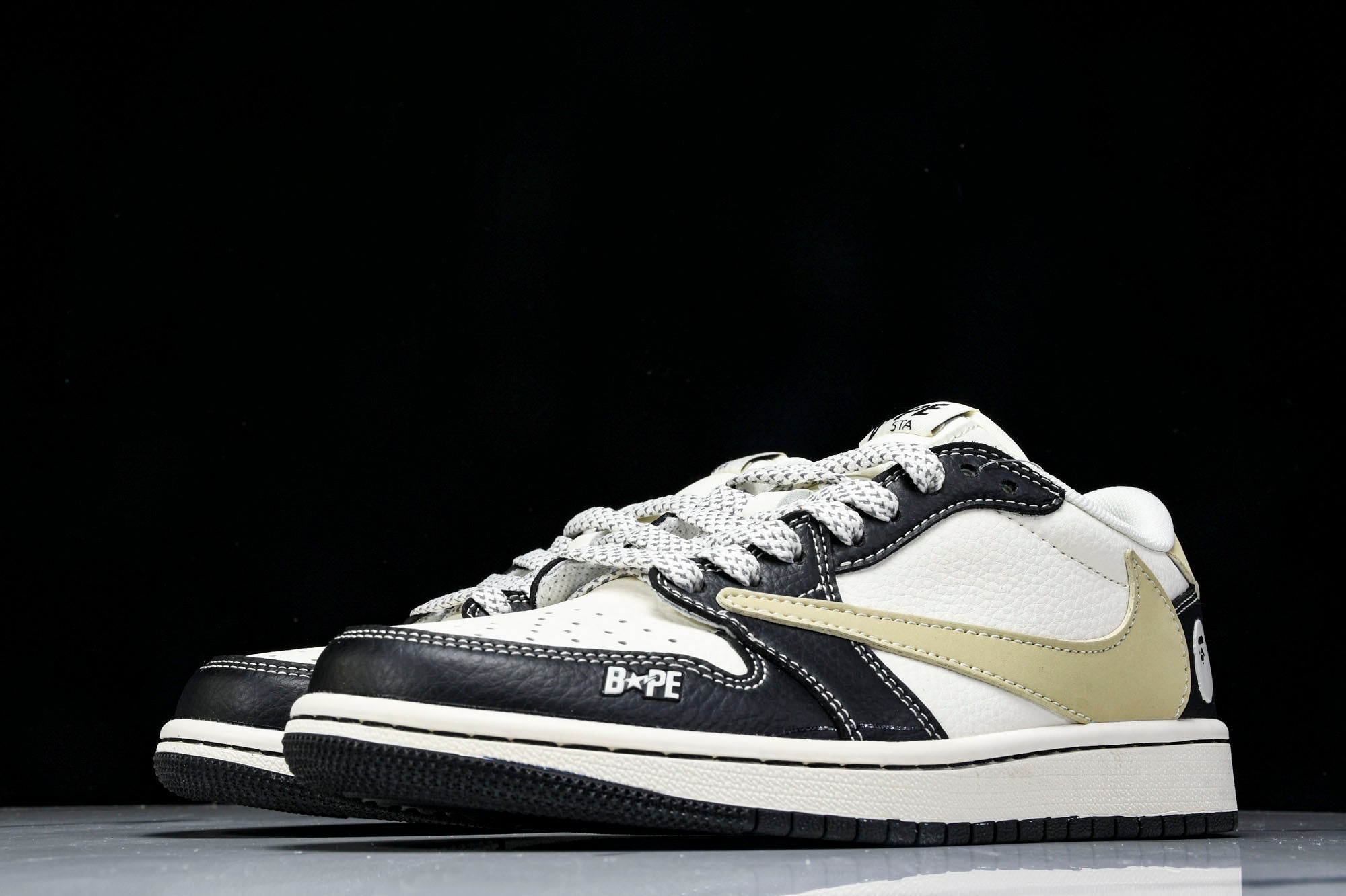 Travis Scott AJ1 Low x BAPE 'Beige Black White' (Custom)
