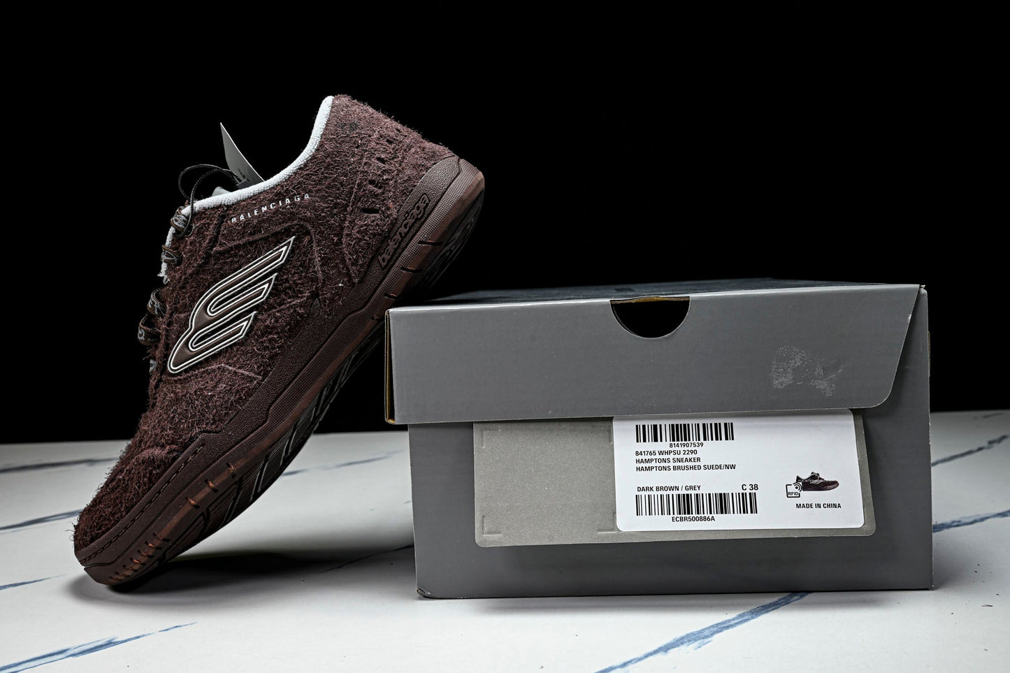 Вalenciaga Hamptons Suede Sneaker 'Dark Brown'