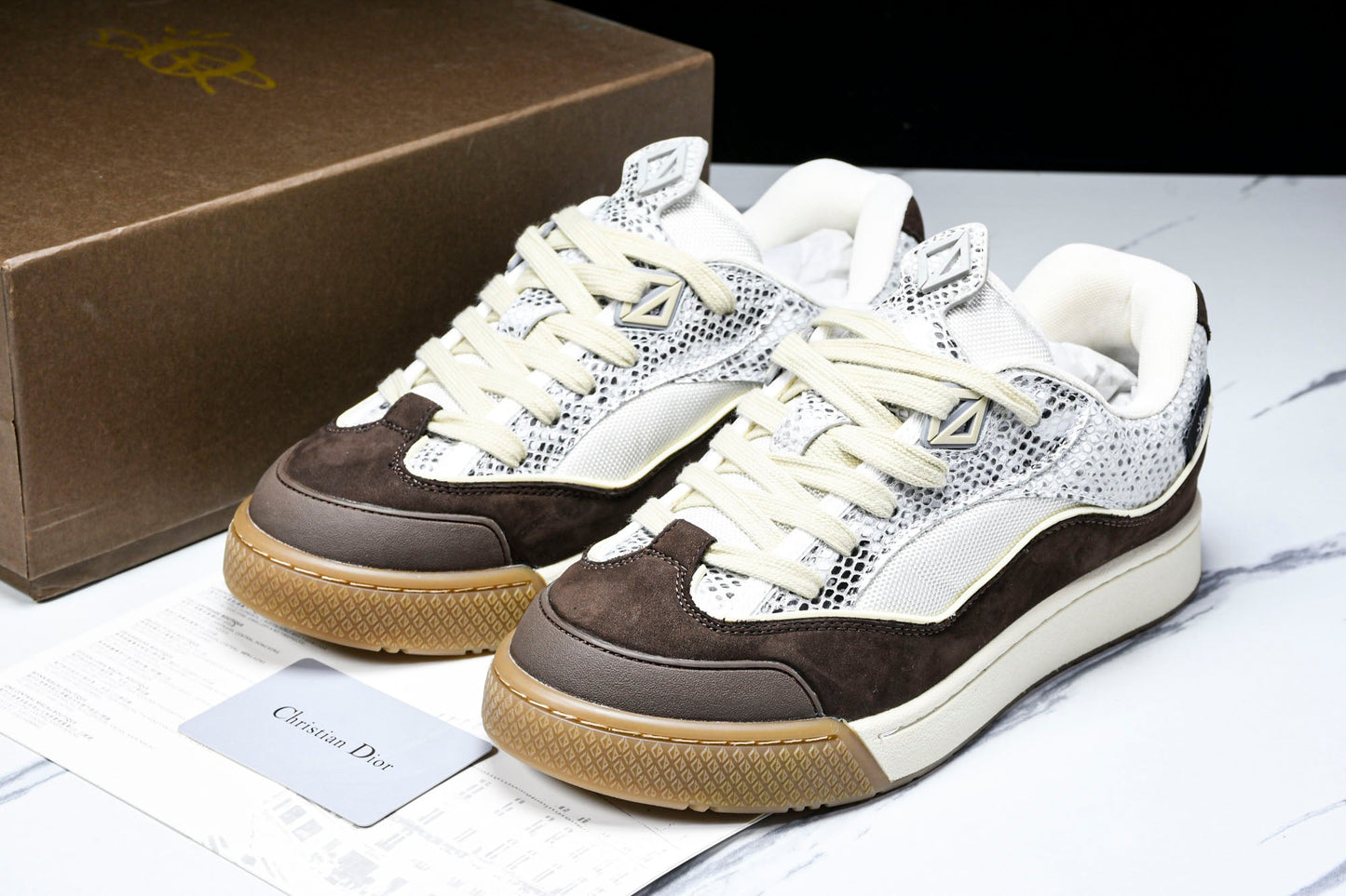Travis Scott x D1or B713 Cactus Jack 'Beige Brown Python' - UK 6 / US 7 / EU 40