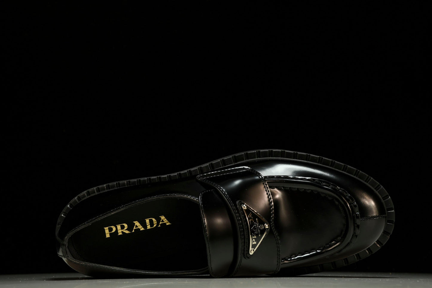 Prada Chocolate Patent Loafers 'Black' - UK 8 / US 9  / EU 42