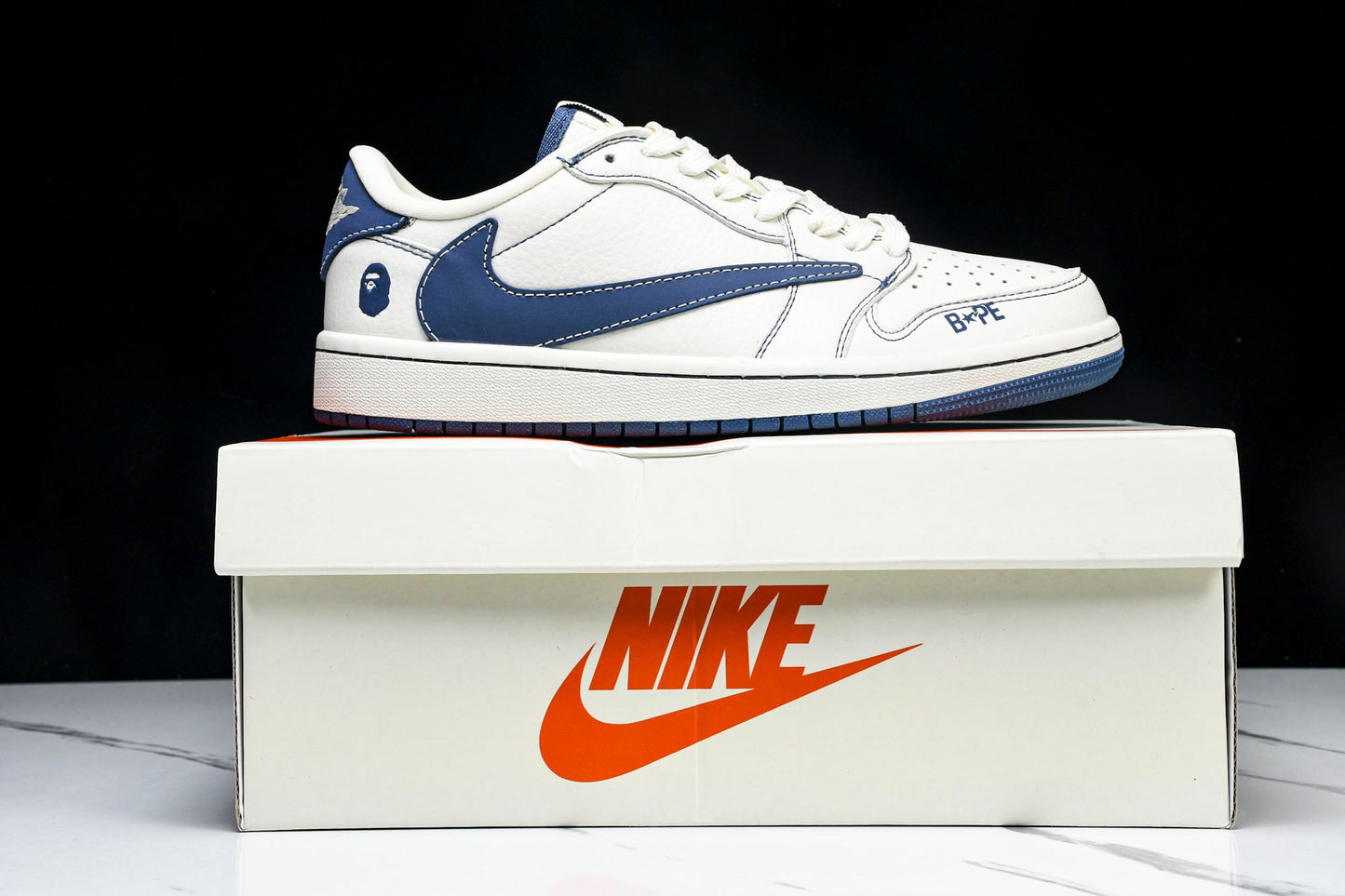 Travis Scott AJ1 Low x BAPE 'White Blue' (Custom)