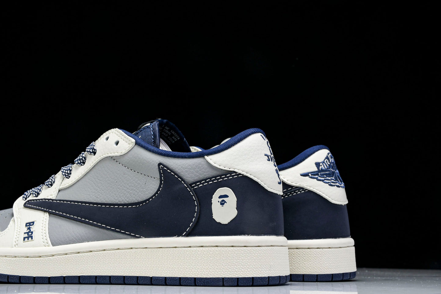Travis Scott AJ1 Low x BAPE 'Grey Navy' (Custom)