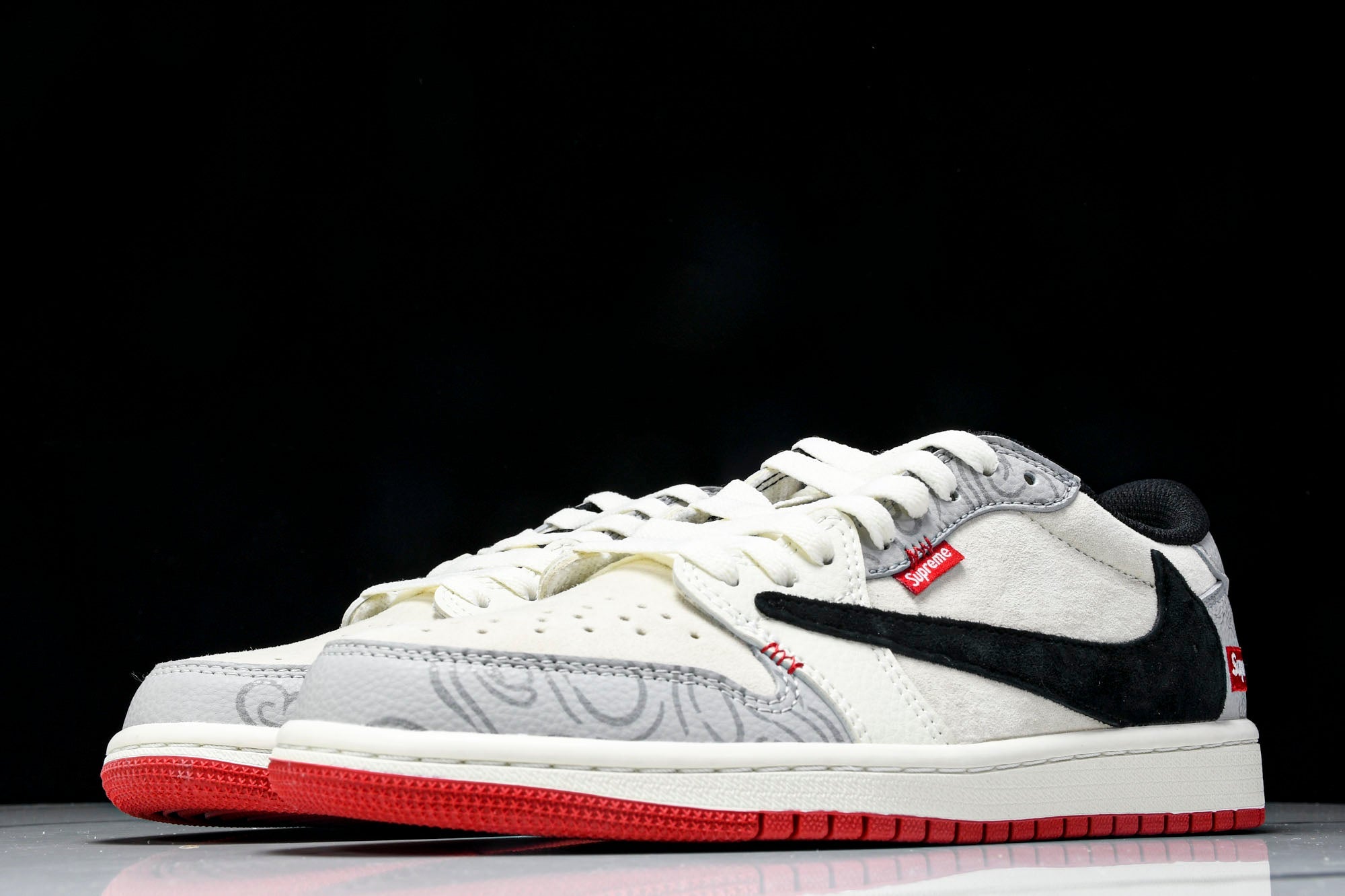 Travis Scott AJ1 Low x Year of The Snake x Supreme 'Grey Black' (Custom)