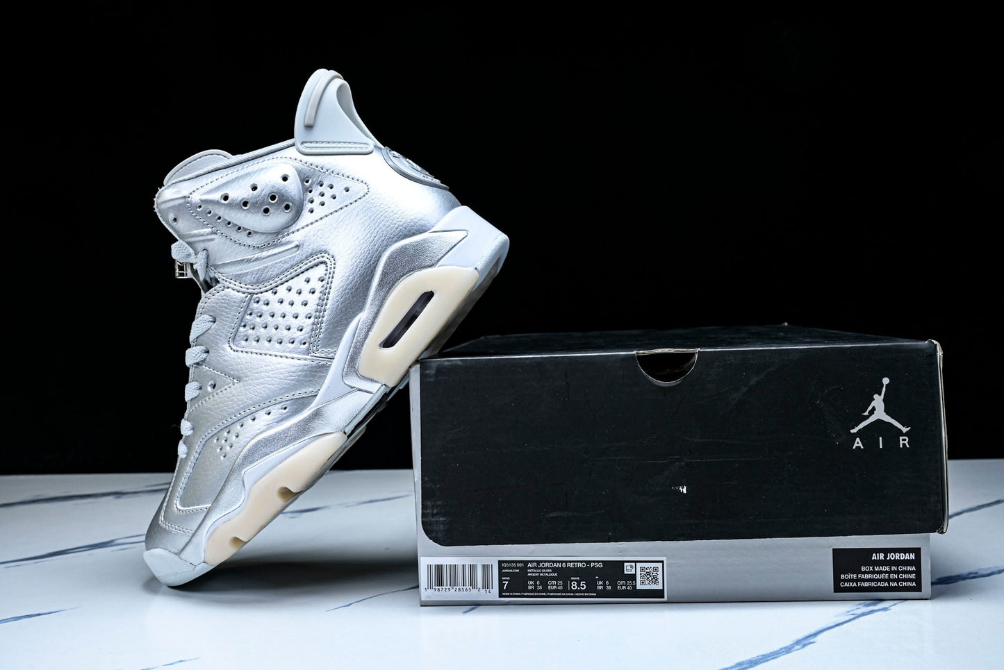 AJ6 Retro x PSG 'Metallic Silver'